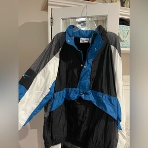 Reebok Vintage Color Blocked Half Zip Blue/Black/White Windbreaker